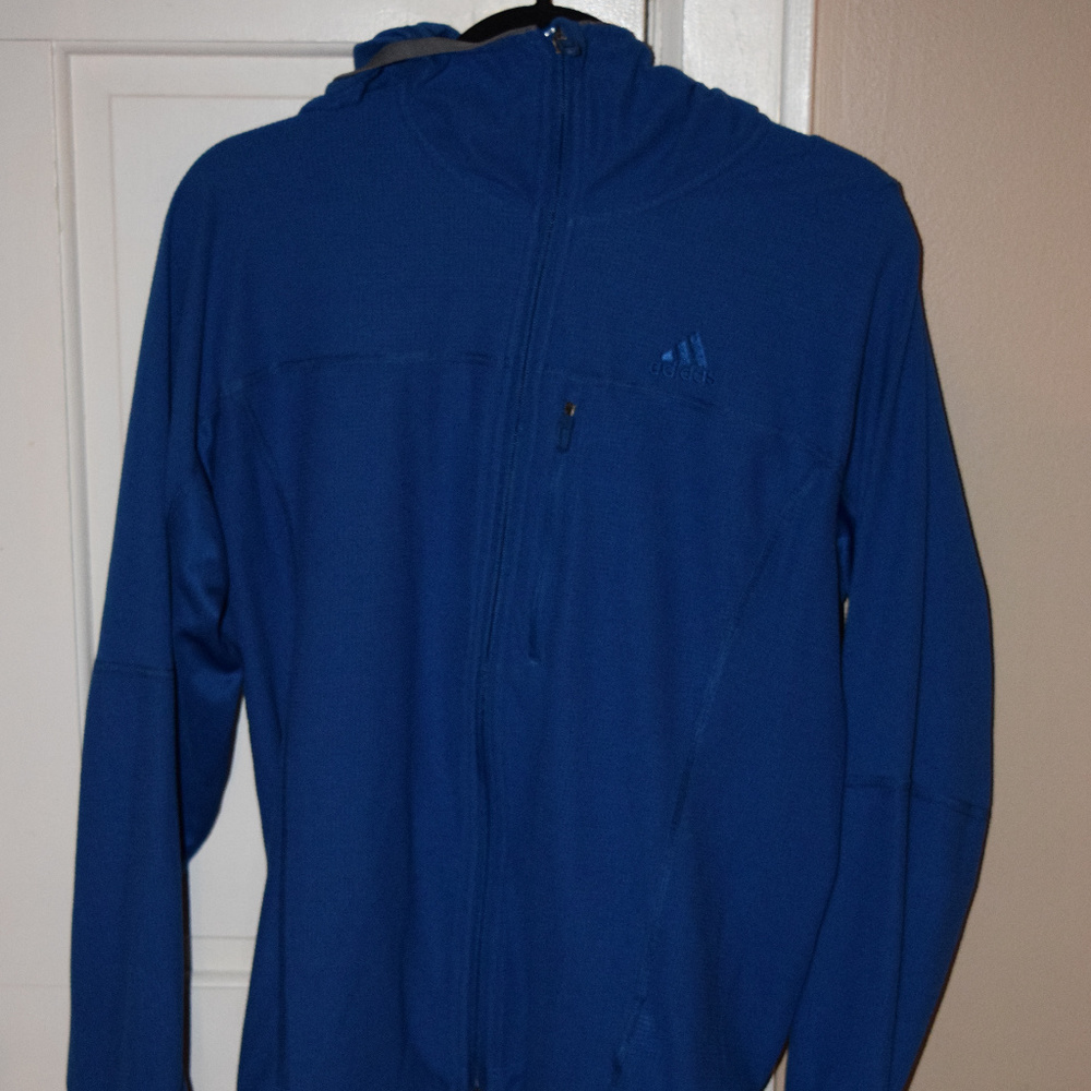 Blue Adidas Outdoor Hooded Zip Up Sweater